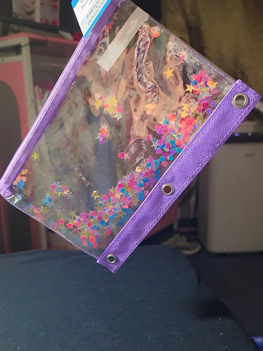 ® Purple Clear Binder Pouch with Confetti Stars